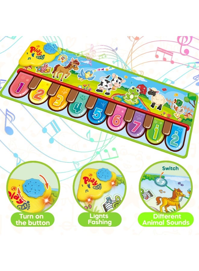 Interactive Musical Playmat with 25 Animal Sounds & Dance Features - Colorful PVC Piano Keyboard Touch Blanket for, Early Learning & Fun Family Bonding Activity, Perfect Gift for Boys and, Family Fun Time | Colorful Floor Mat | Safe for - Image 2